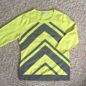 NY&CO crew-neck sweater in lime/charcoal chevron